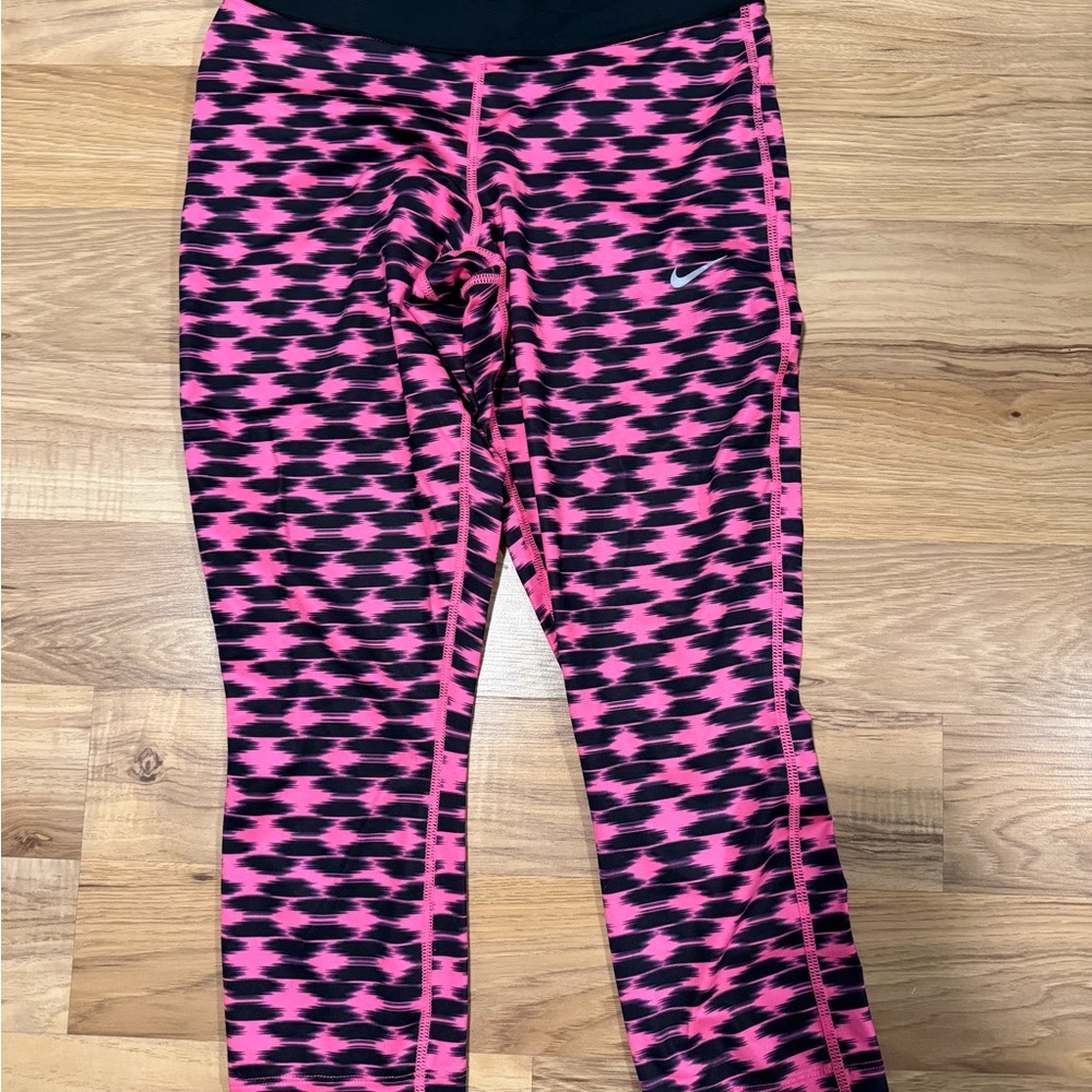 Nike Pink and Black Patterned Leggings
